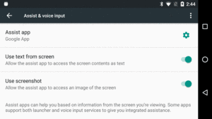 Android 6.0 Assist & Voice Input Screen in Settings