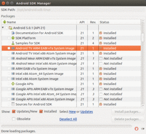 Android TV Emulator Images in SDK Manager