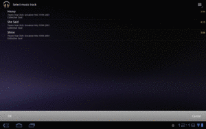 The XOOM tablets music track picker