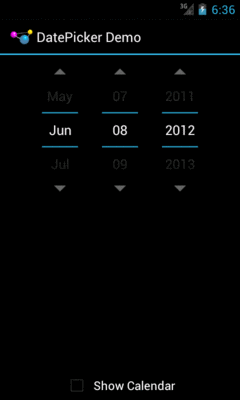 Android 4.0.3, without CalendarView, Portrait