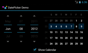 Android 4.0.3, with CalendarView, Landscape