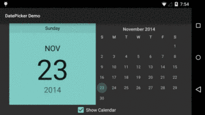 Android 5.0, with CalendarView, Landscape