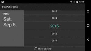 Android 6.0, Showing Year Picker, Landscape