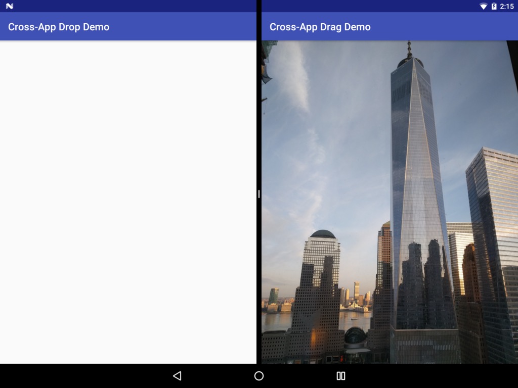 Cross-App Drag-And-Drop, Showing Both Activities As Initially Launched