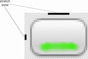 The stretch zones, as shown by a set of control lines to the left and top of the stretchable image