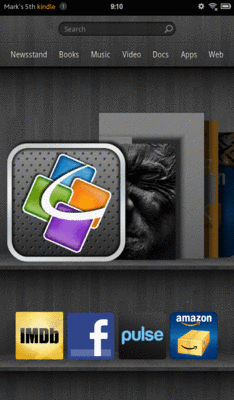 The original Kindle Fire home screen, with a high-resolution version of the QuickOffice icon