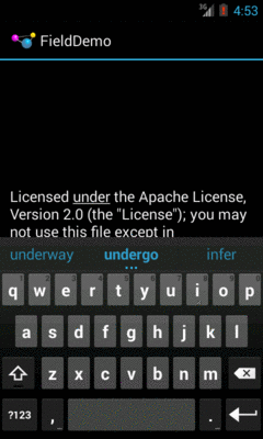 The input method editor, as seen in the FieldDemo sample application