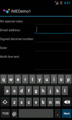 The input method editor for email addresses