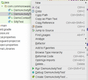 Android Studio Per-Class or Per-Package Test Option