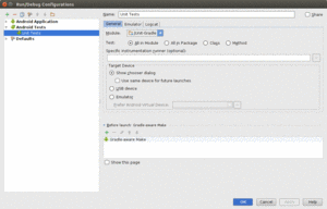 Android Studio, Showing New Unit Tests Run Configuration