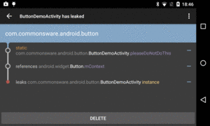 LeakCanary Diagnostic Activity, Showing Full Package Names