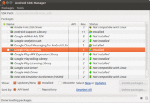 Android SDK Manager, Showing Google Play services