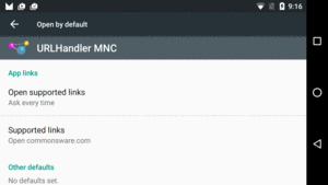 URLHandlerMNC in Settings, Open by default Screen