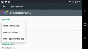 URLHandlerMNC in Settings, Open supported links Options