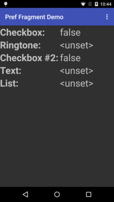 Activity Showing Preference Values