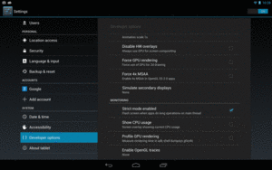 Nexus 10 Simulate secondary displays Preference