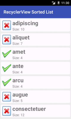 SortedList RecyclerView Demo