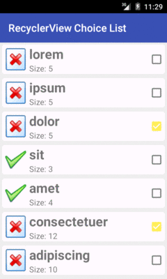 ChoiceList RecyclerView Demo