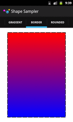 ShapeDrawable, Gradient Fill Rectangle with Dashed Border