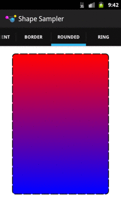 ShapeDrawable, Gradient Fill Rounded Rectangle with Dashed Border