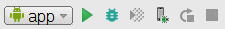 Android Studio Run Controls, Showing Green Arrow to Run the App