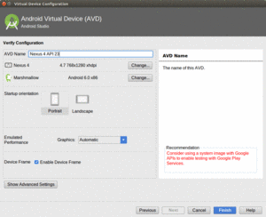 Android Studio Virtual Device Configuration Wizard, Third Page