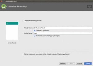 Android Studio New Project Wizard, Final Page