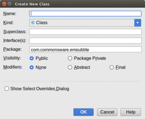 Android Studio New Class Dialog