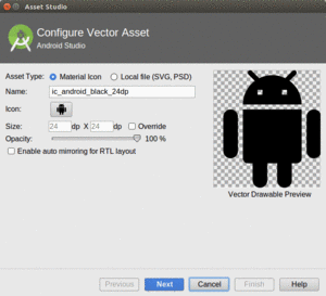 Android Studio Vector Asset Wizard