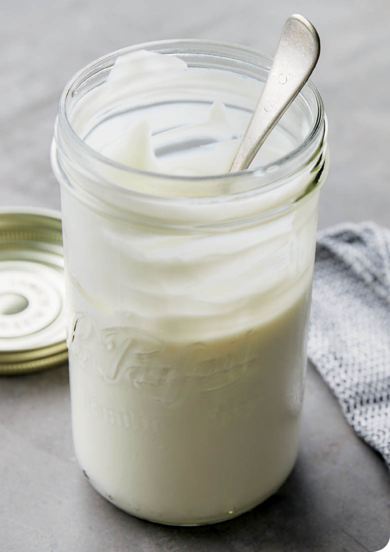 A jar of homemade yogurt.