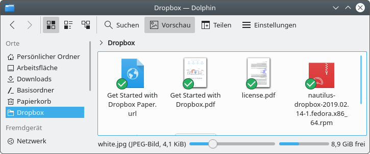 Dropbox-Integration in KDE