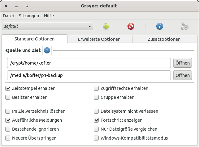 Verzeichnisse synchronisieren mit   Grsync