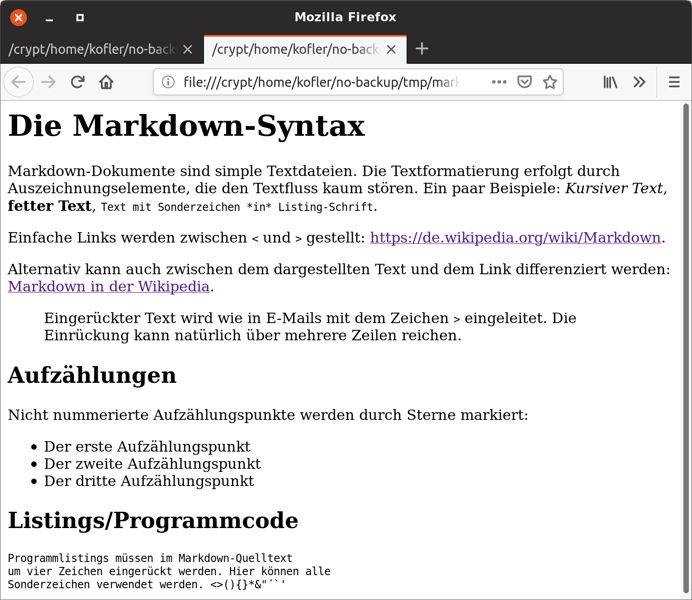 Dieses HTML-Dokument wurde aus   dem vorhin abgedruckten Markdown-Code erstellt.