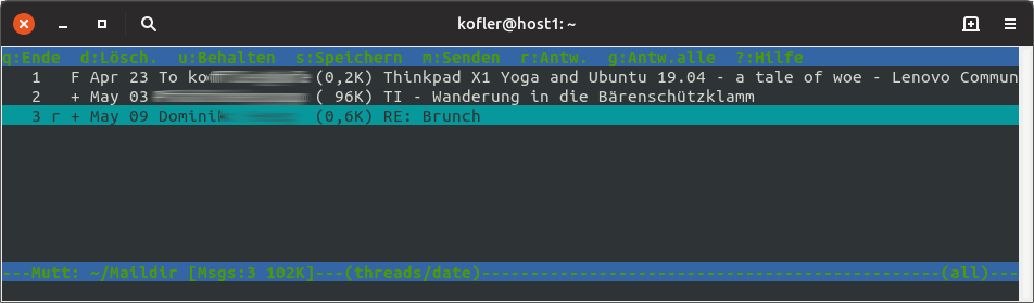 Lokale E-Mails mit Mutt lesen