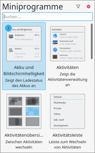 Miniprogramme (Plasmoids)   einfügen