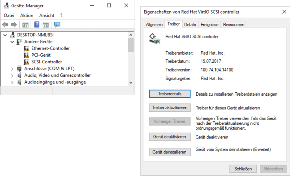 virtio-Treiberinstallation   unter Windows 10