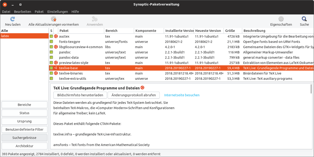 Paketverwaltung mit  Synaptic