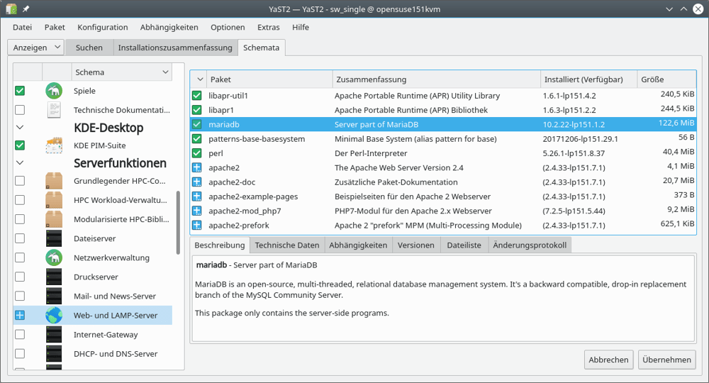 Installation von Software-Paketen    mit YaST unter KDE