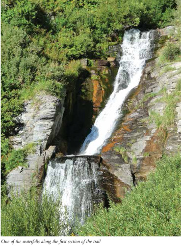 One of the waterfalls along the first section of the trail