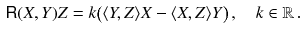 $$\begin{aligned} {{\textsf {R}}}(X, Y) Z = k \big ( \langle Y, Z \rangle X - \langle X, Z \rangle Y \big ) \, , \quad k \in \mathbb {R}\, . \end{aligned}$$