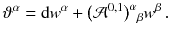 $$ \vartheta ^\alpha = \mathrm {d}w^\alpha + \big (\mathcal{A}^{0, 1}\big )^\alpha {}_\beta w^\beta \, . $$