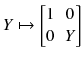 $$Y \mapsto \begin{bmatrix}1&0 \\ 0&Y \end{bmatrix}$$