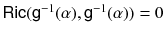 $${{\textsf {Ric}}}({{\textsf {g}}}^{-1} (\alpha ), {{\textsf {g}}}^{-1} (\alpha )) = 0$$