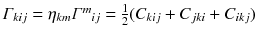 $$ \varGamma _{kij} = \eta _{km} \varGamma ^m{}_{ij} = \frac{1}{2} (C_{kij} + C_{jki} + C_{ikj}) $$