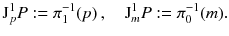 $$ \mathrm J^1_{p} P := \pi _1^{-1}(p) \, , \quad \mathrm J^1_{m} P := \pi _0^{-1}(m). $$