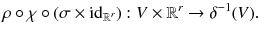 $$ \rho \circ \chi \circ (\sigma \times {{\mathrm{id}}}_{\mathbb {R}^r}) : V \times \mathbb {R}^r \rightarrow \delta ^{-1}(V). $$