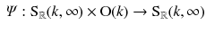 $$\begin{aligned} \varPsi : \mathrm S_\mathbb {R}(k,\infty ) \times \mathrm O(k) \rightarrow \mathrm S_\mathbb {R}(k,\infty ) \end{aligned}$$