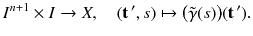 $$ I^{n+1} \times I \rightarrow X ,\quad (\mathbf {t}\,', s) \mapsto \big (\tilde{\gamma }(s)\big )(\mathbf {t}\,'). $$