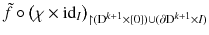 $$ \tilde{f} \circ \big (\chi \times {{\mathrm{id}}}_I\big )_{\upharpoonright (\mathrm D^{k+1} \times \{0\}) \cup (\partial \mathrm D^{k+1} \times I)} $$