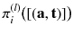 $$\pi ^{(l)}_i\big ([(\mathbf {a} , \mathbf {t})]\big )$$